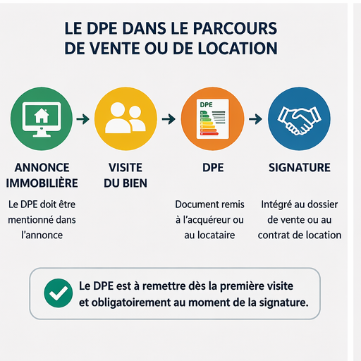 DPE opposable infographie présentant le moment ou le DPE doit être obligatoirement fourni